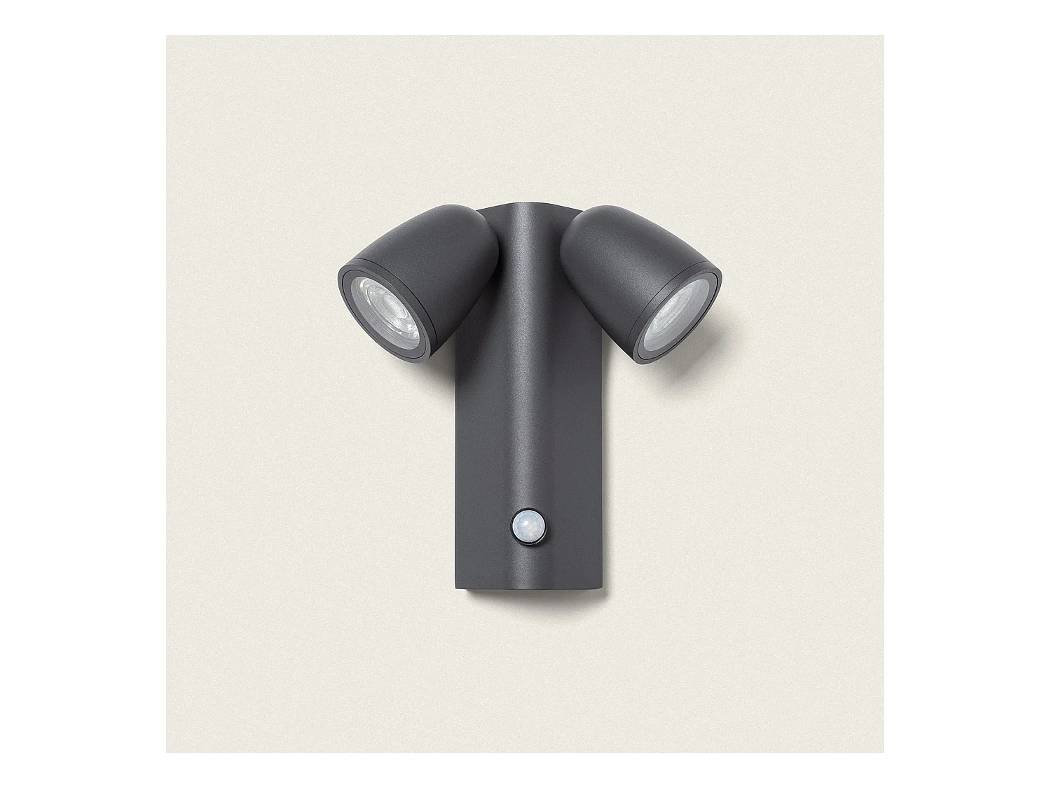 Applique Murale Extérieure Aluminium avec Détecteur de Mouvement Abel Deux Spots Gris foncé