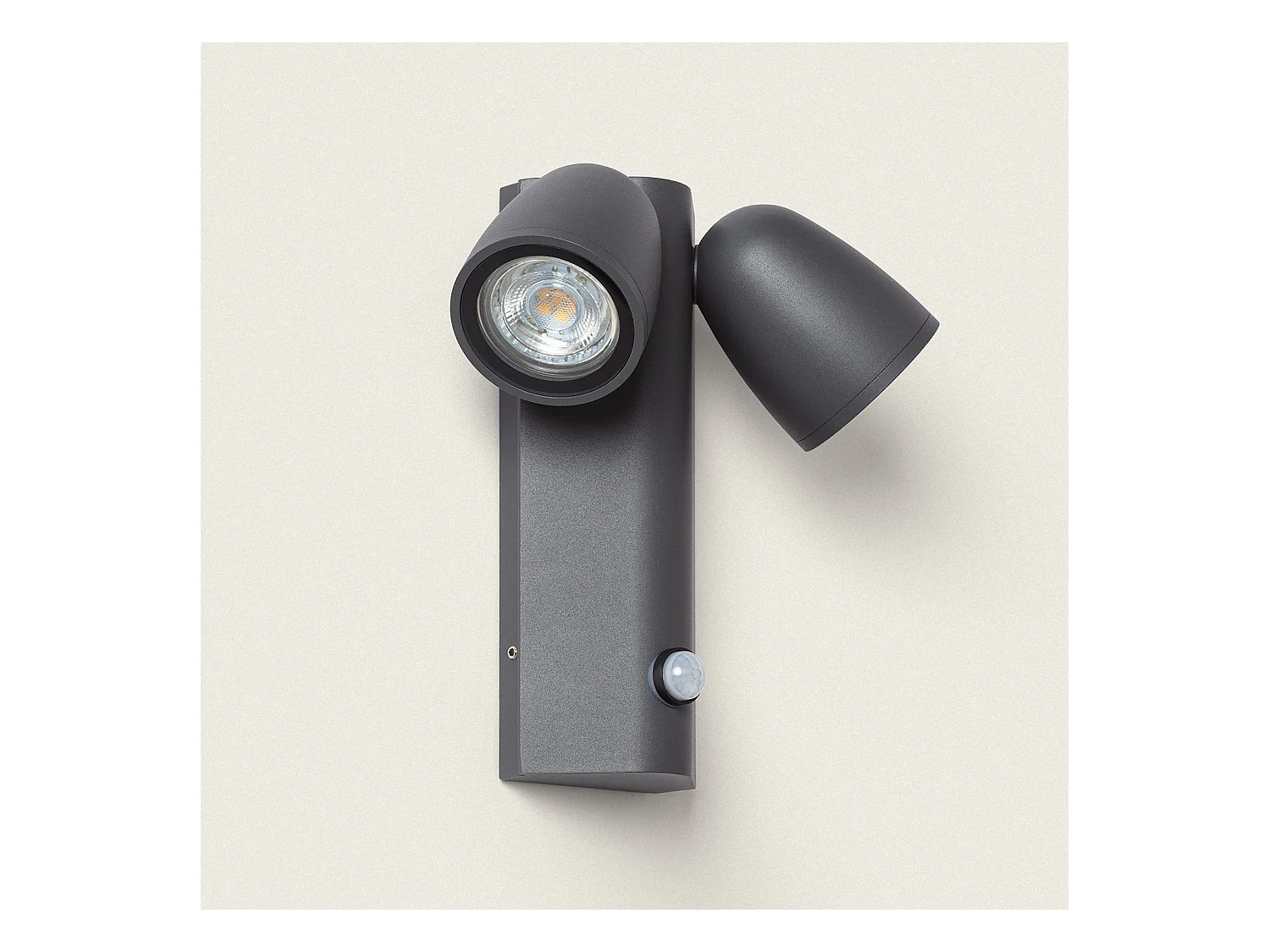 Applique Murale Extérieure Aluminium avec Détecteur de Mouvement Abel Deux Spots Gris foncé