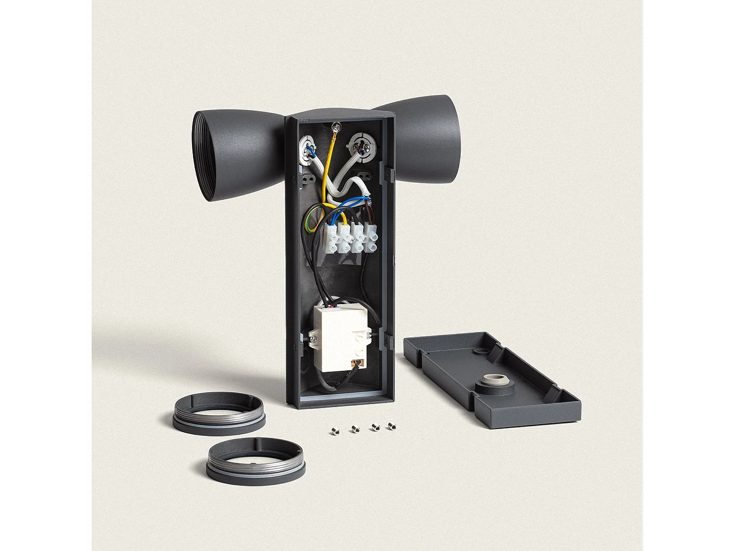 Applique Murale Extérieure Aluminium avec Détecteur de Mouvement Abel Deux Spots Gris foncé