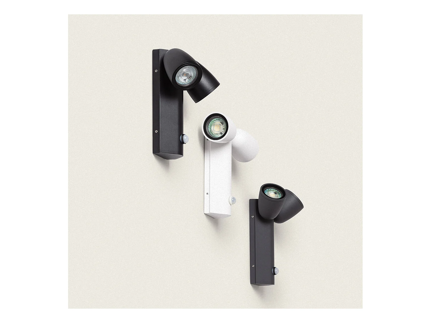 Applique Murale Extérieure Aluminium avec Détecteur de Mouvement Abel Deux Spots Gris foncé