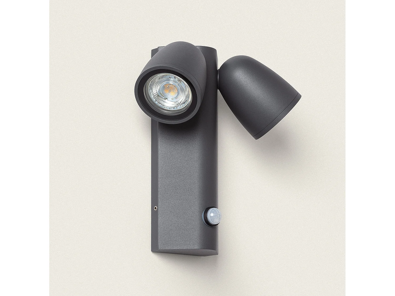 Applique Murale Extérieure Aluminium avec Détecteur de Mouvement Abel Deux Spots Gris foncé