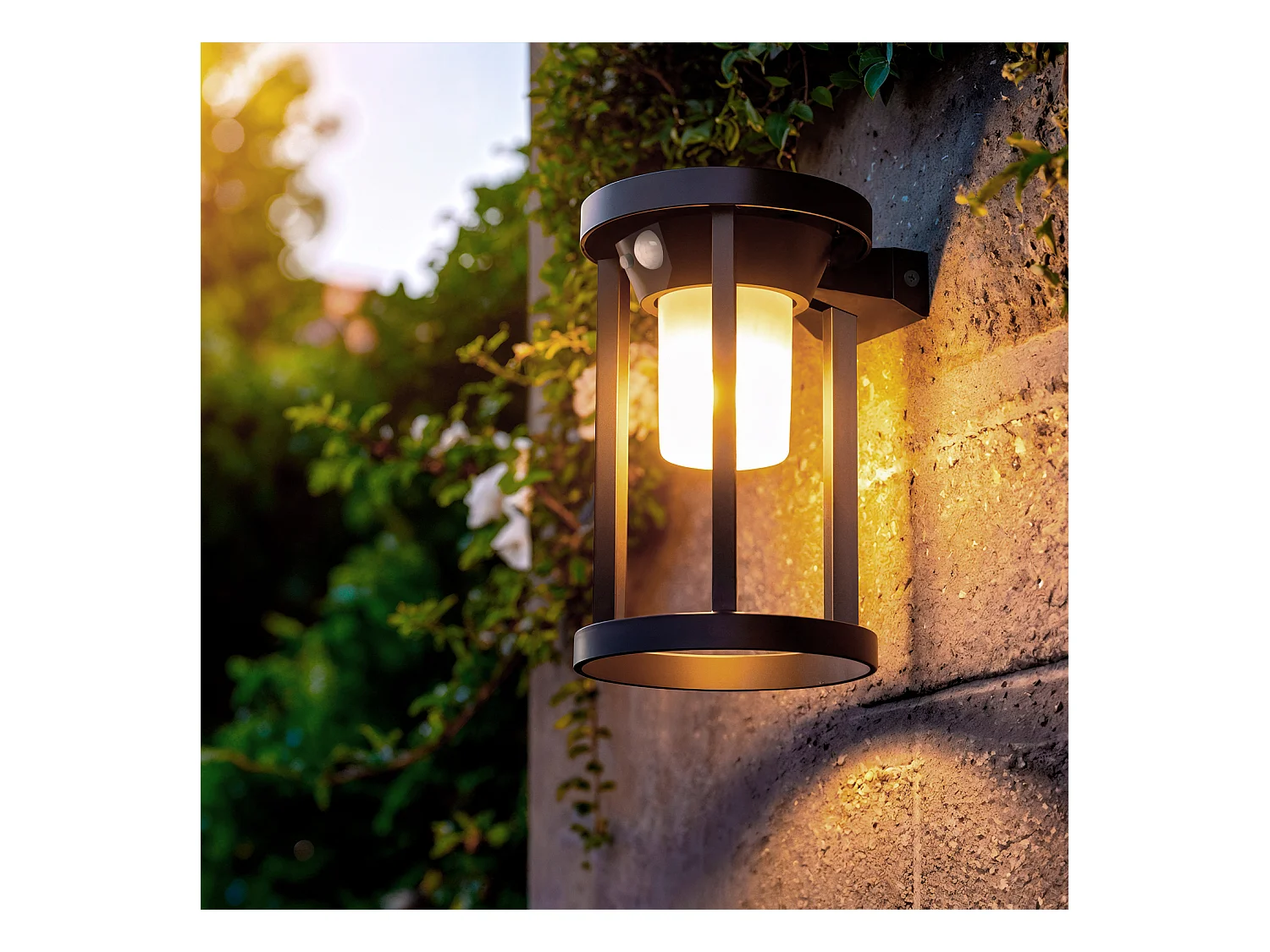 Applique da Parete per Esterni Solare LED 2W Alluminio con Sensore di Movimento Eneko Nero