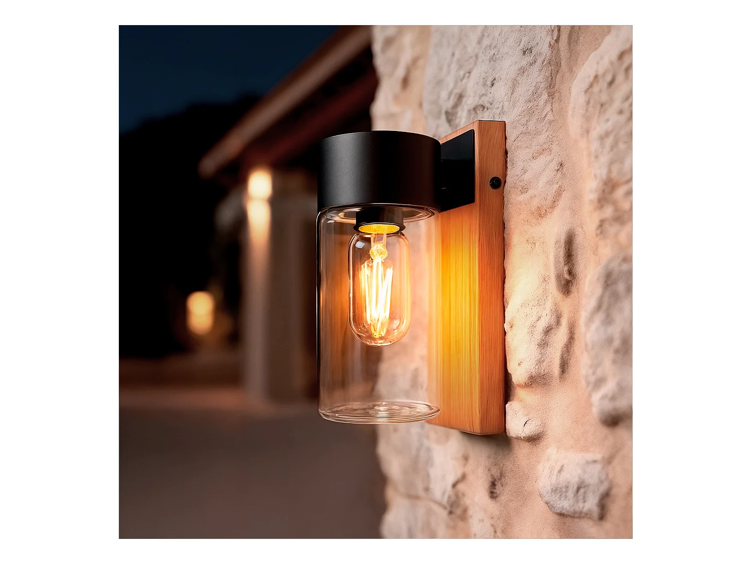 Applique da Parete per Esterni Acciaio Inox e Vetro Isoba Nero