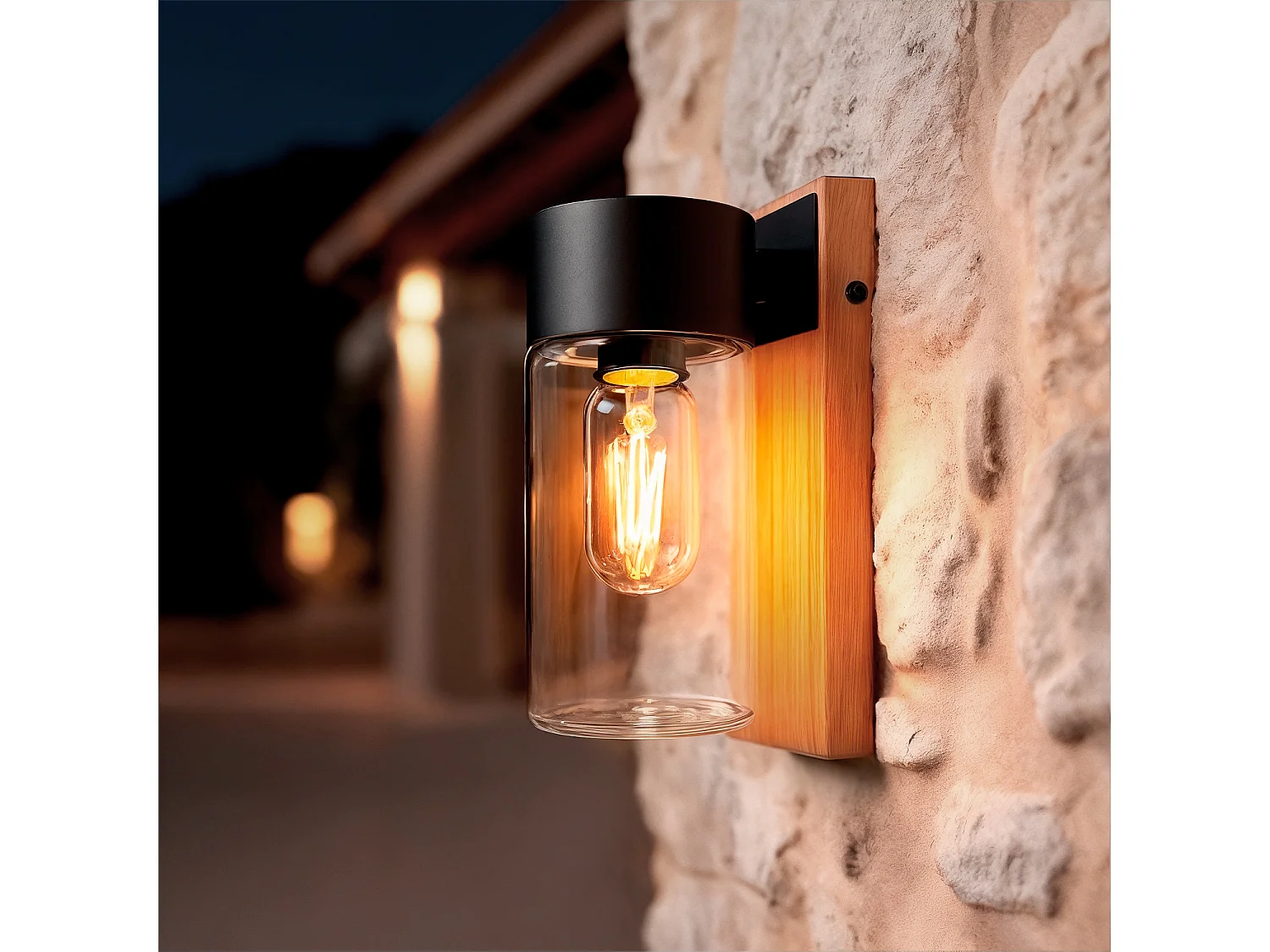 Aplique de Pared Exterior Acero Inoxidable y Cristal Isoba Negro