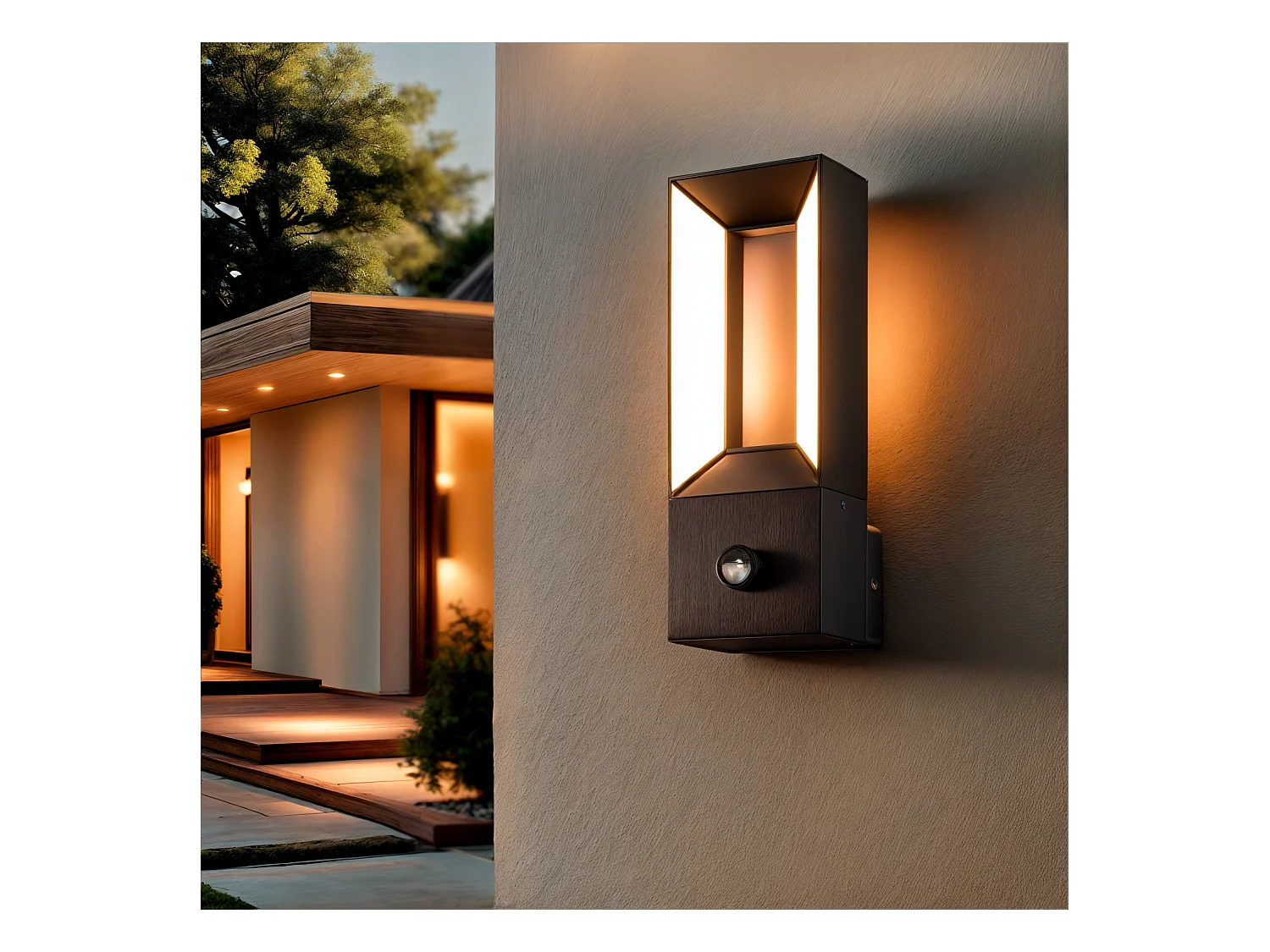 Applique da Parete per Esterni LED Alluminio 2x5W Trimel con Sensore di Movimento  Nero