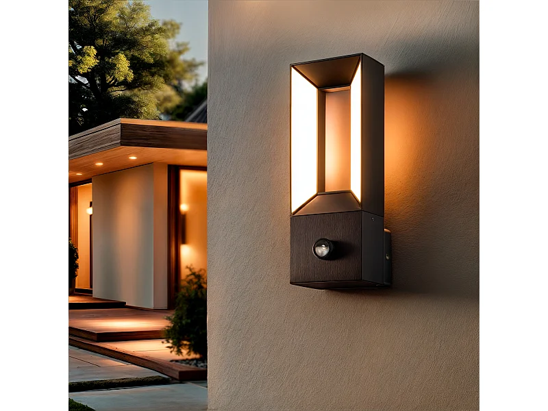 Applique Murale Extérieure LED Aluminium 2x5W Trimel avec Détecteur de Mouvement Noir