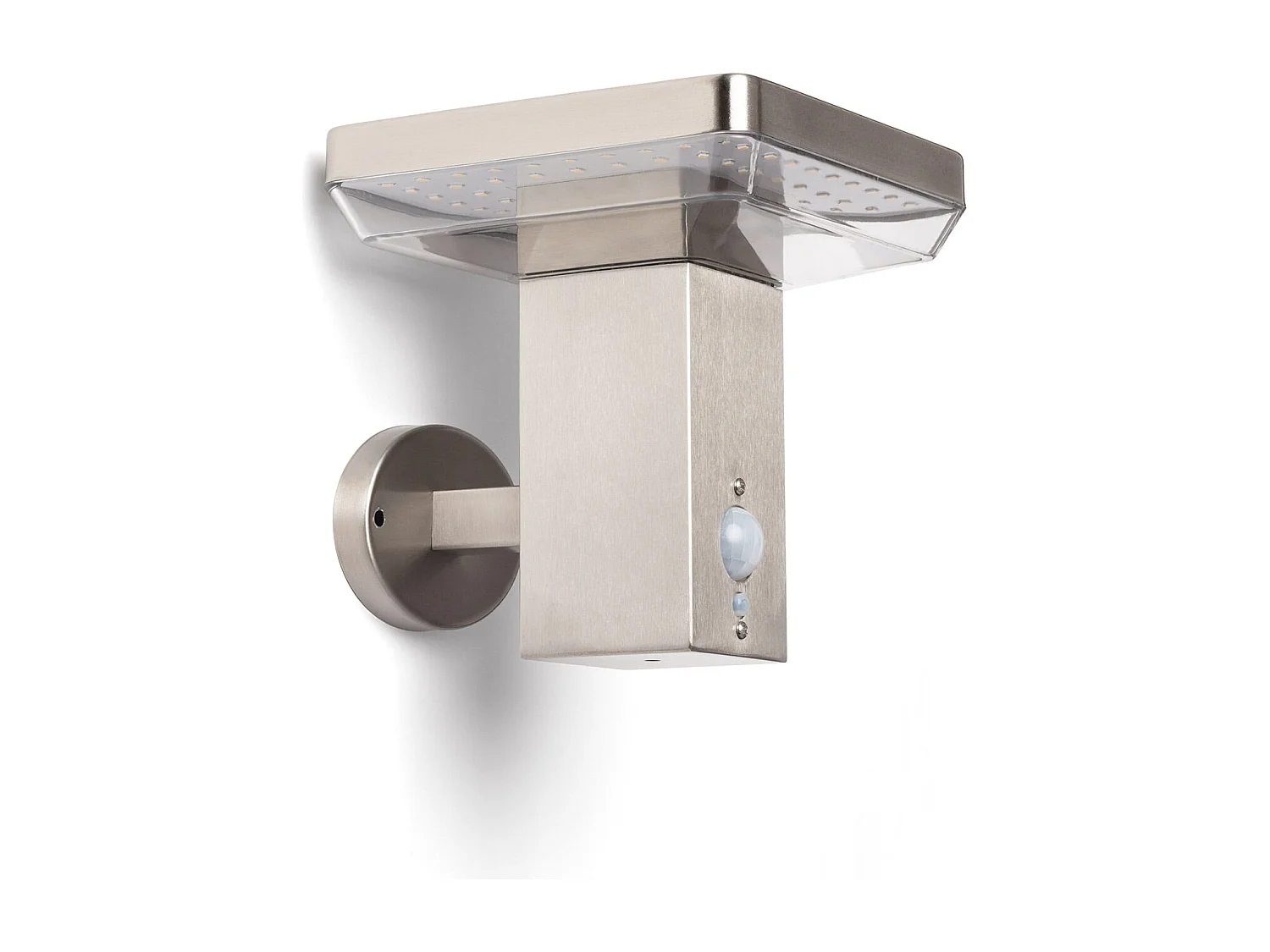 Applique Murale Extérieure Solaire LED 5W Aluminium avec Détecteur de Mouvement Barton Square Argent