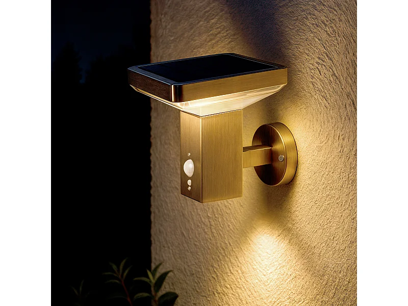 Applique Murale Extérieure Solaire LED 5W Aluminium avec Détecteur de Mouvement Barton Square Argent