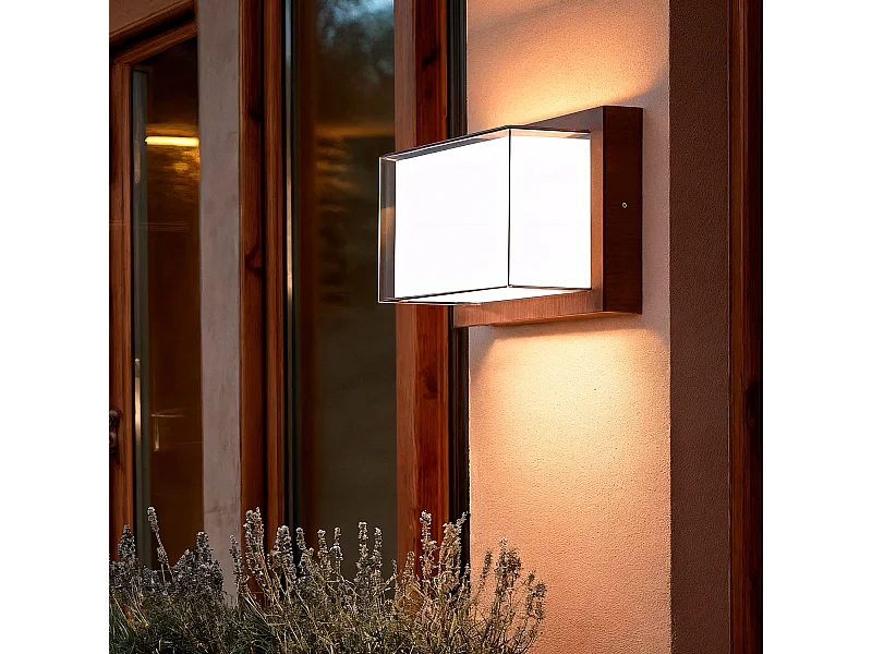 Applique Murale Extérieure LED 12W Aluminium CCT Sélectionnable Double Éclairage Caelia Rouille