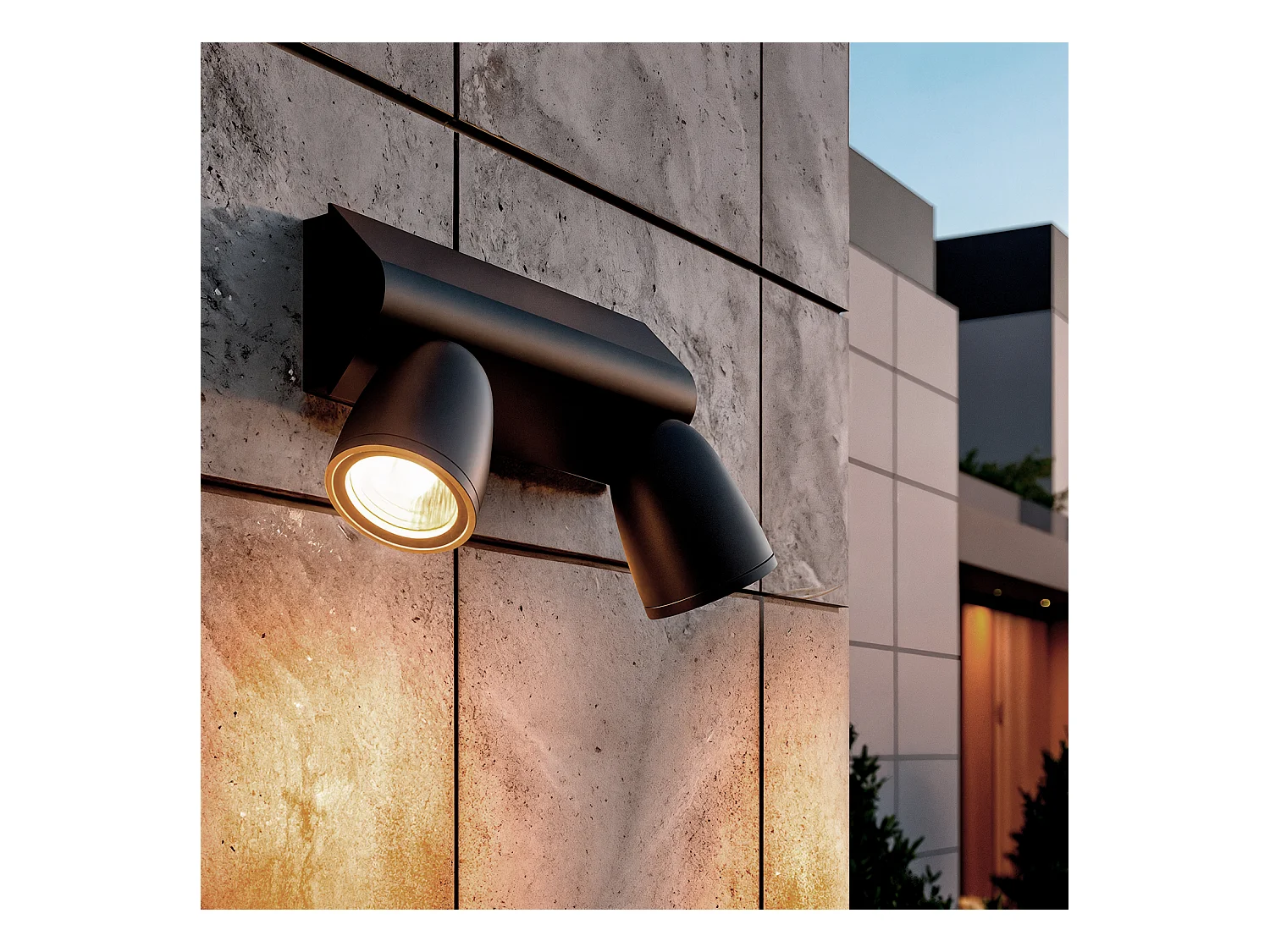 Aplique de Pared Exterior LED 12W Aluminio Abel Large Dos Focos Negro