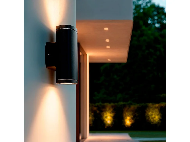 Applique da Parete per Esterni Doppia Luce Welldy Nero