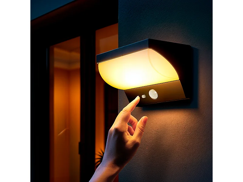 Applique da Parete per Esterni Solare LED 5W Alluminio con Sensore di Movimento Goran Nero