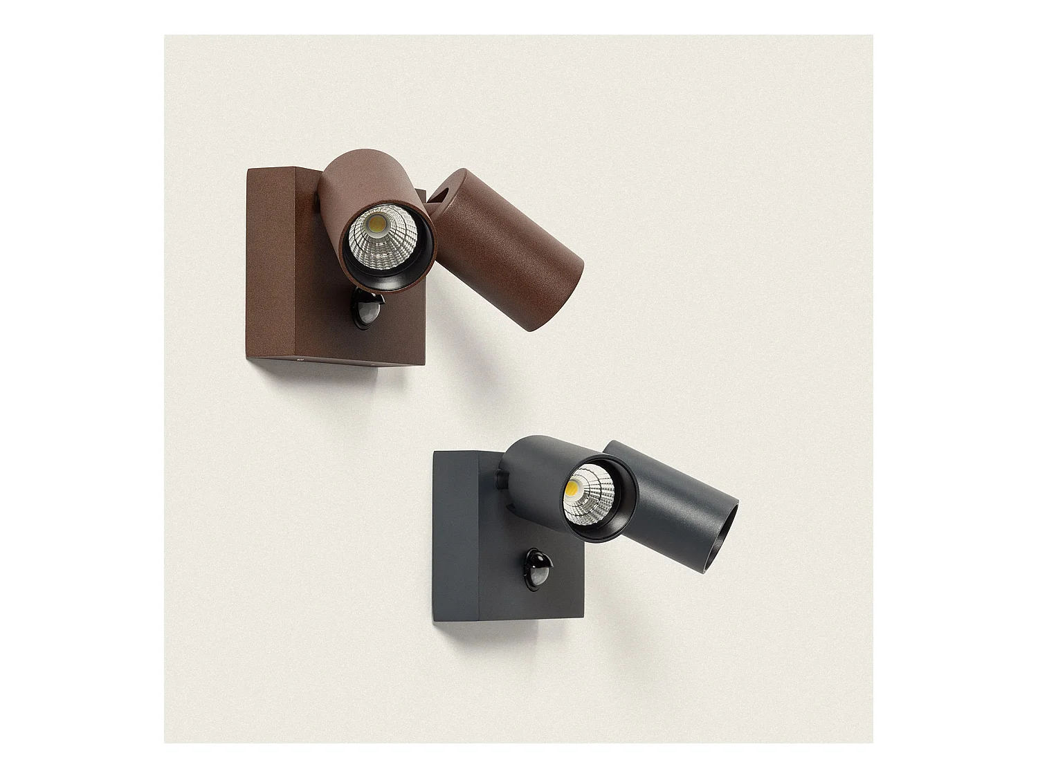 Applique Murale Extérieure LED 18W Aluminium CCT Sélectionnable Deux Spots avec Détecteur de Mouvement Kuriya Anthracite