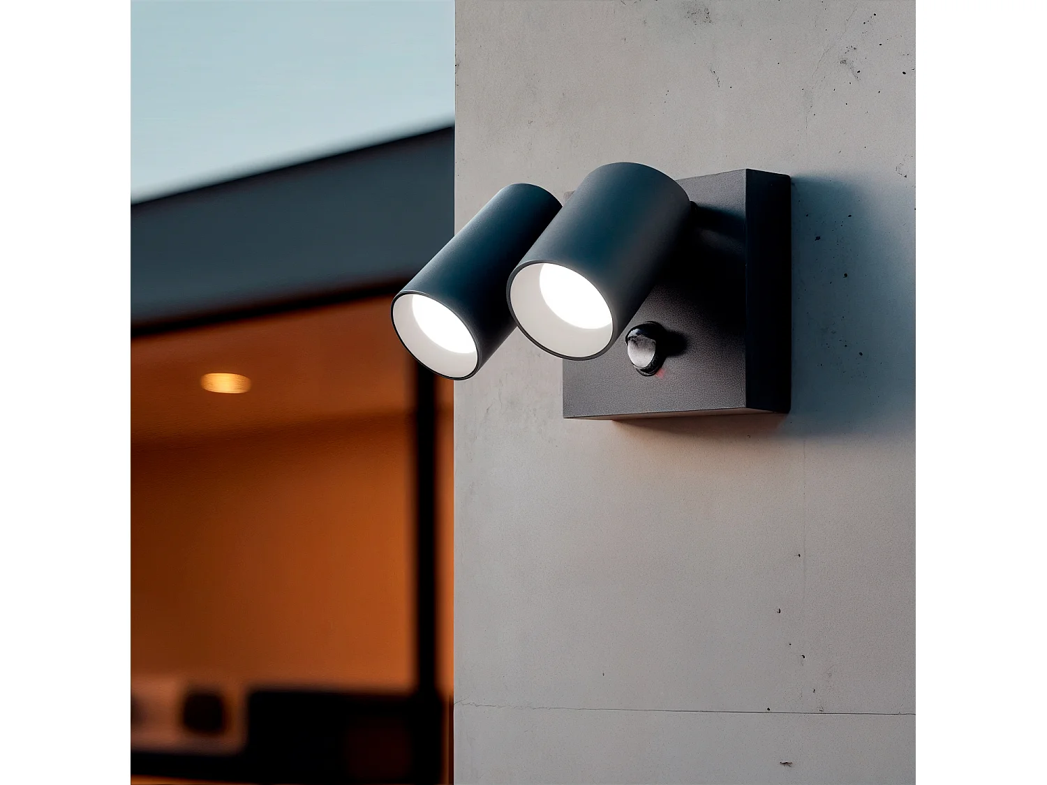 Applique Murale Extérieure LED 18W Aluminium CCT Sélectionnable Deux Spots avec Détecteur de Mouvement Kuriya Anthracite