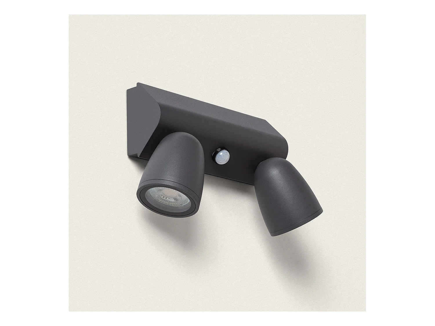 Applique Murale Extérieure Aluminium avec Détecteur de Mouvement Abel Large Deux Spots  Gris foncé