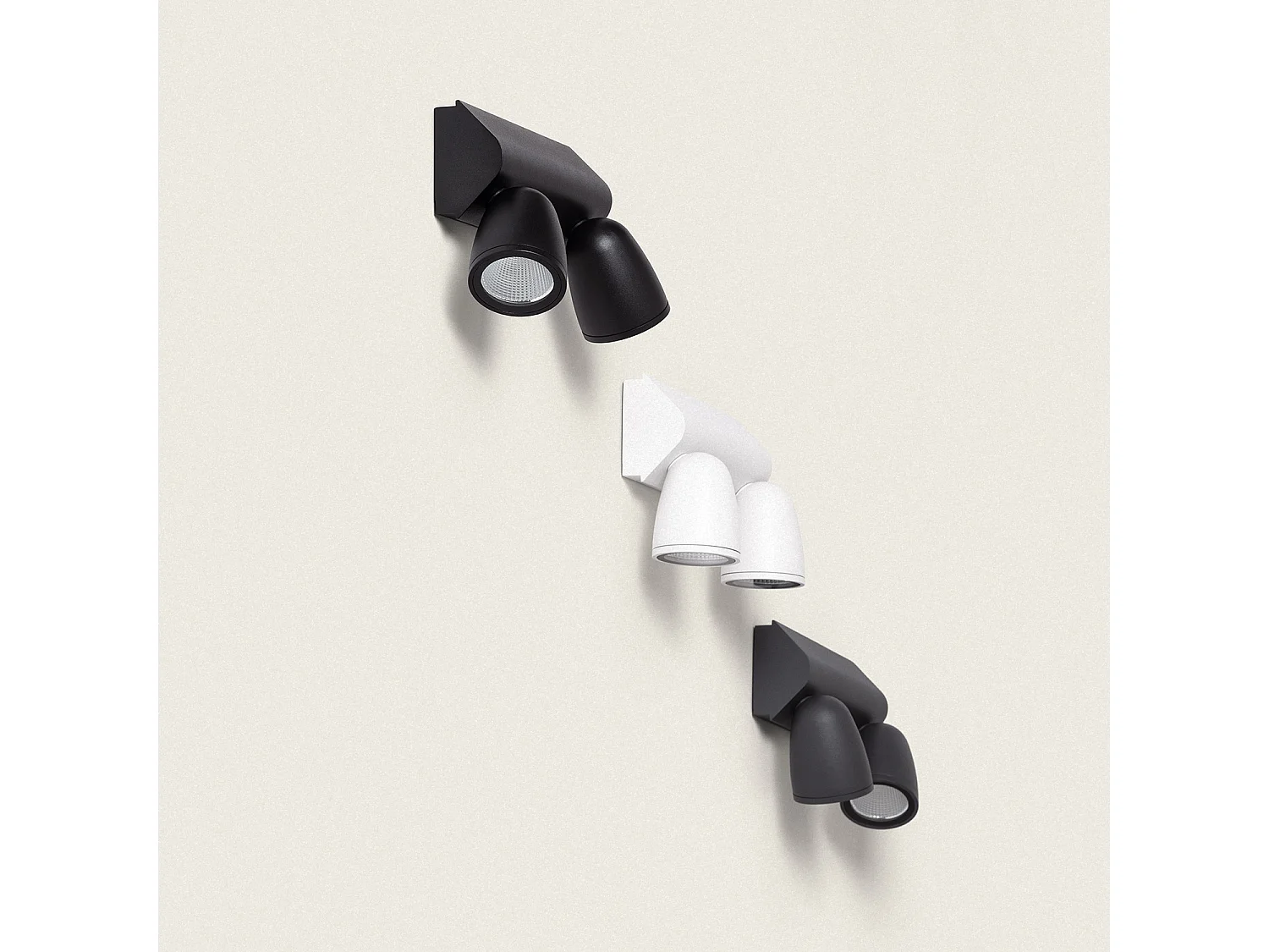 Applique Murale Extérieure Aluminium avec Détecteur de Mouvement Abel Large Deux Spots  Gris foncé