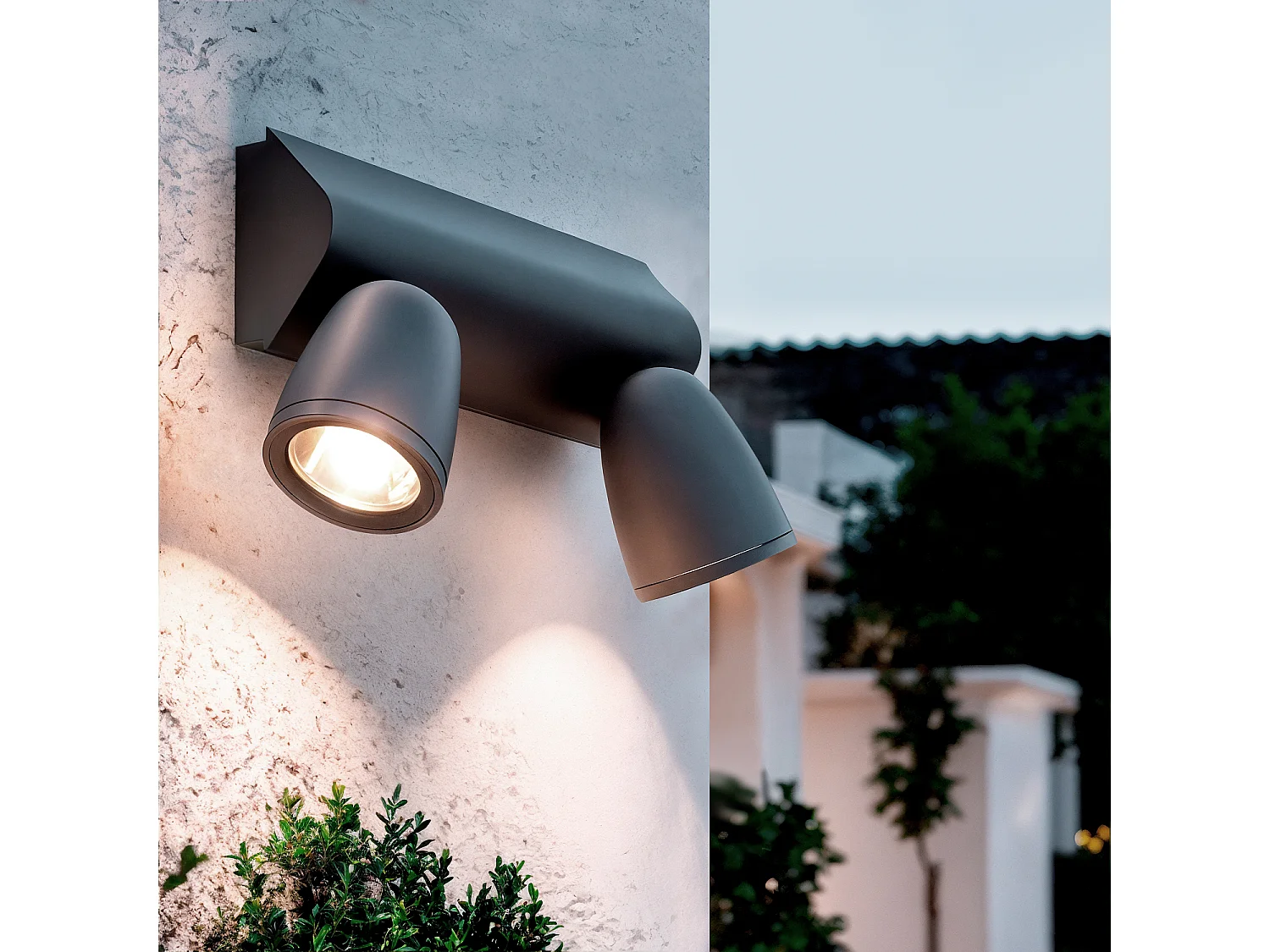 Aplique de Pared Exterior LED 12W Aluminio Abel Large Dos Focos Gris Oscuro