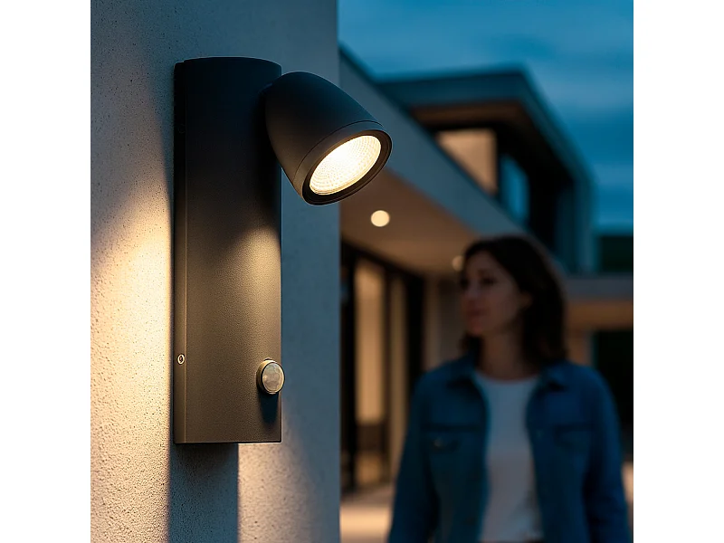 Applique Murale Extérieure LED 6W Aluminium avec Détecteur de Mouvement Abel Blanc