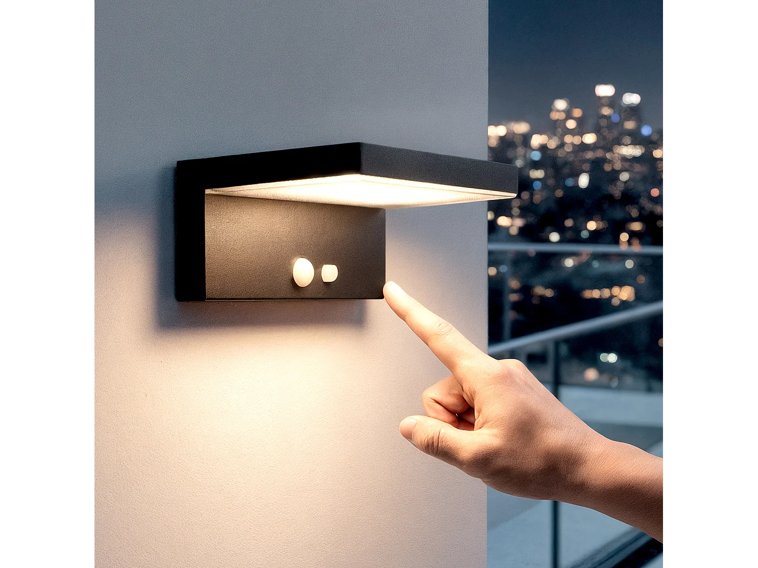 Applique da Parete per Esterni Solare LED 5W Alluminio con Sensore di Movimento Bran Nero