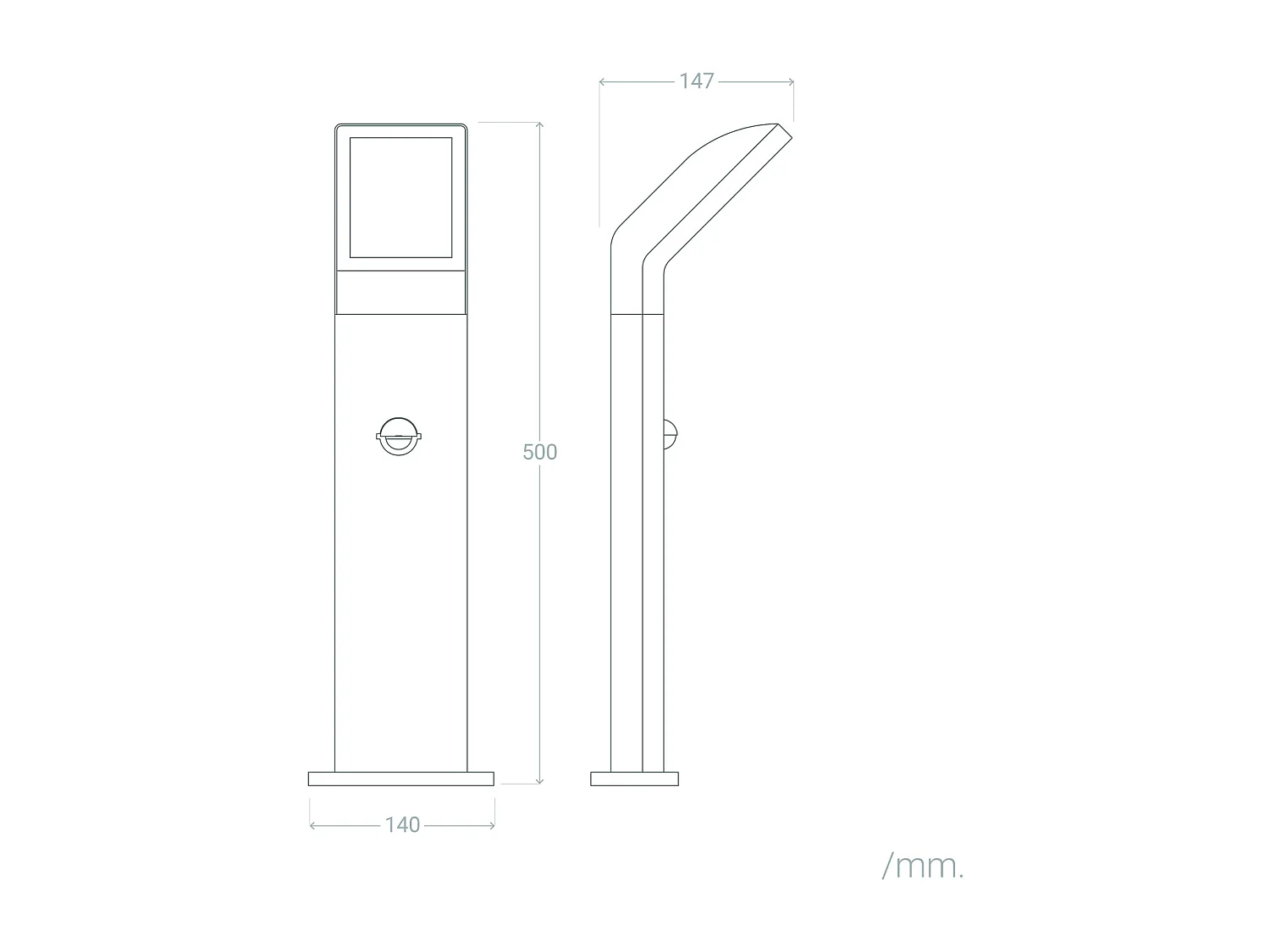 Lampioncino per Esterni LED 9.5W 50cm Alluminio con Sensore di Movimento Legacy Nero