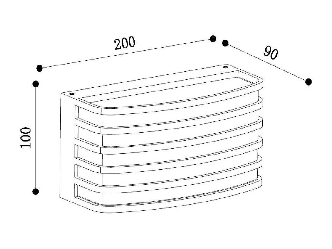 Applique Murale Extérieure LED 12W Éclairage Rectangulaire Noire Juli Noir
