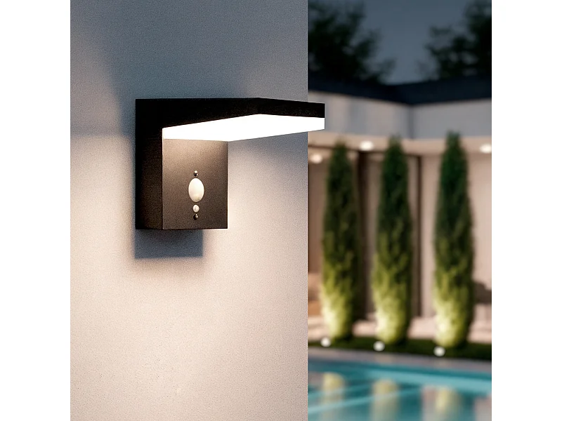 Applique da Parete per Esterni Solare LED 5W Alluminio con Sensore di Movimento Edwan Nero
