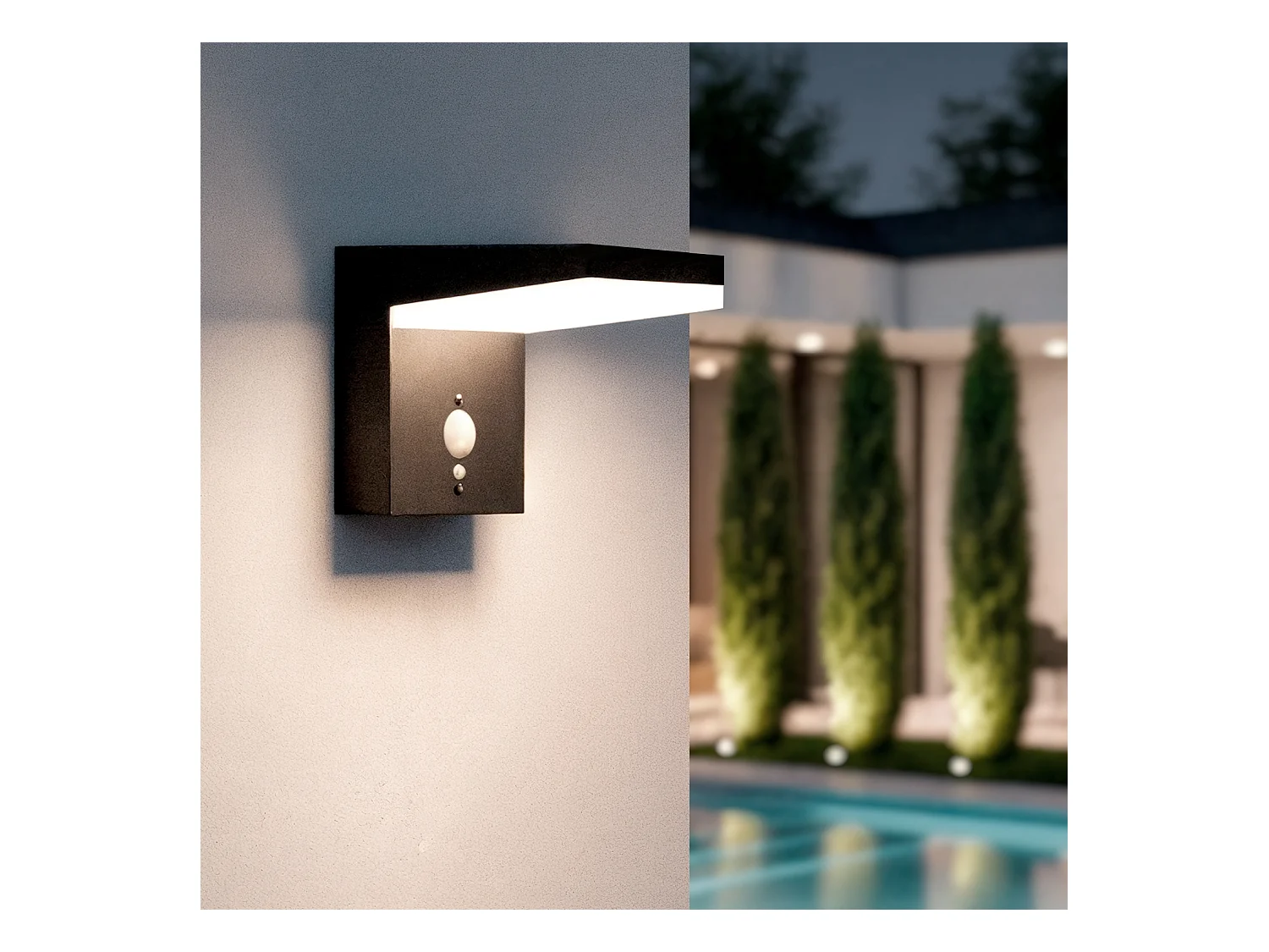 Applique da Parete per Esterni Solare LED 5W Alluminio con Sensore di Movimento Edwan Nero