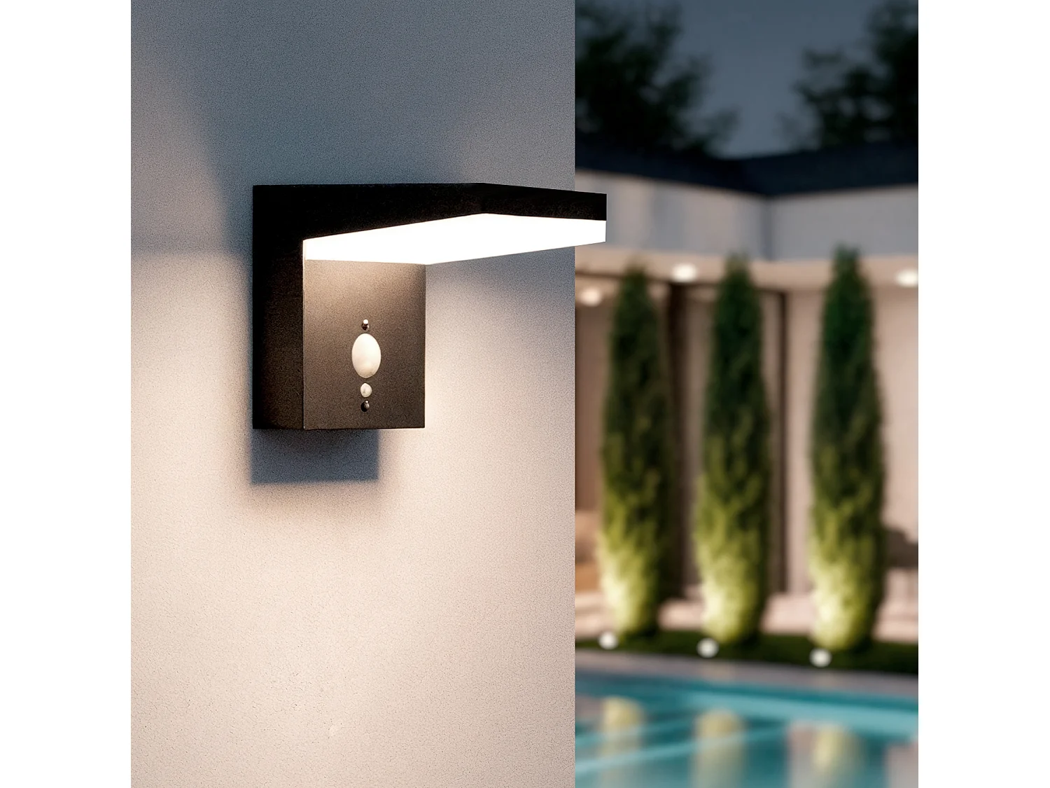Applique da Parete per Esterni Solare LED 5W Alluminio con Sensore di Movimento Edwan Nero