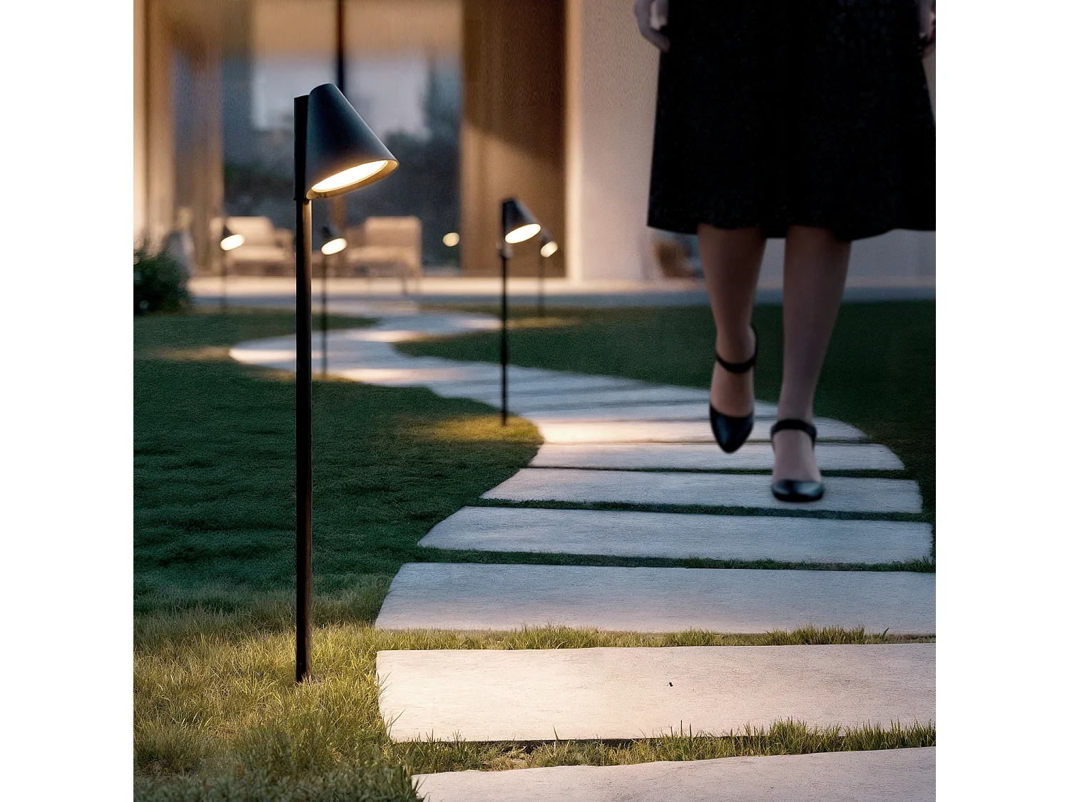 Lampioncino per Esterni LED 6W 60 cm con Picchetto Drimlec Nero Opaco