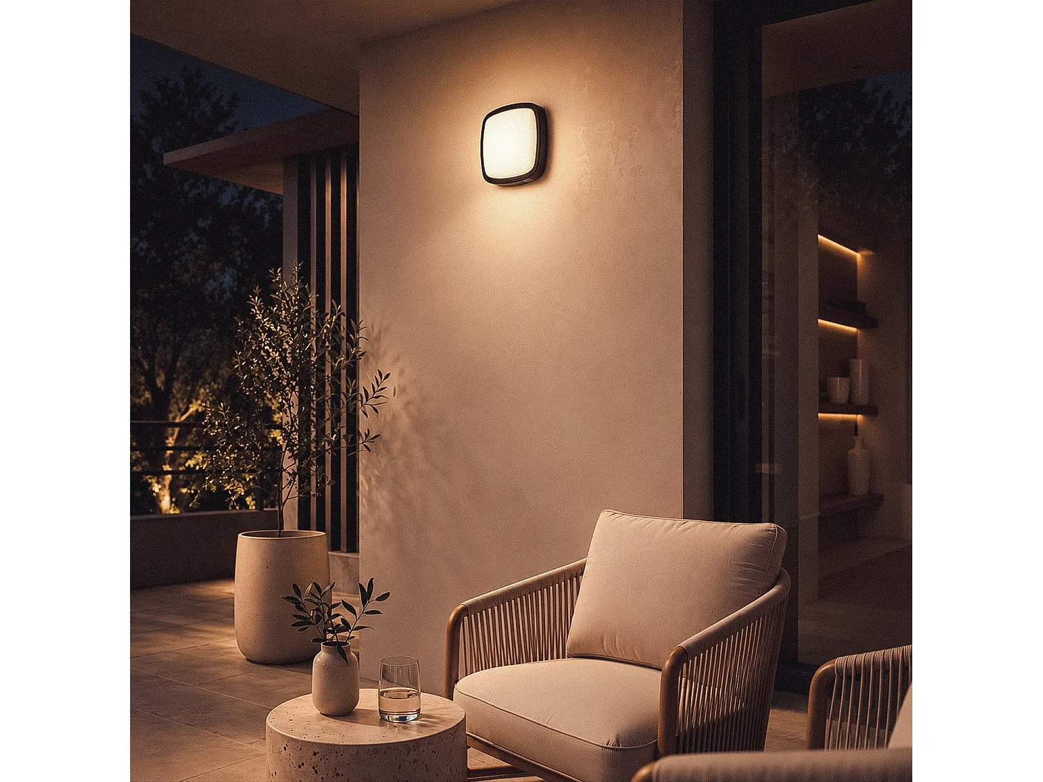 Aplique de Pared Exterior LED 12W Iluminación Cuadrado Negro Beilen Negro