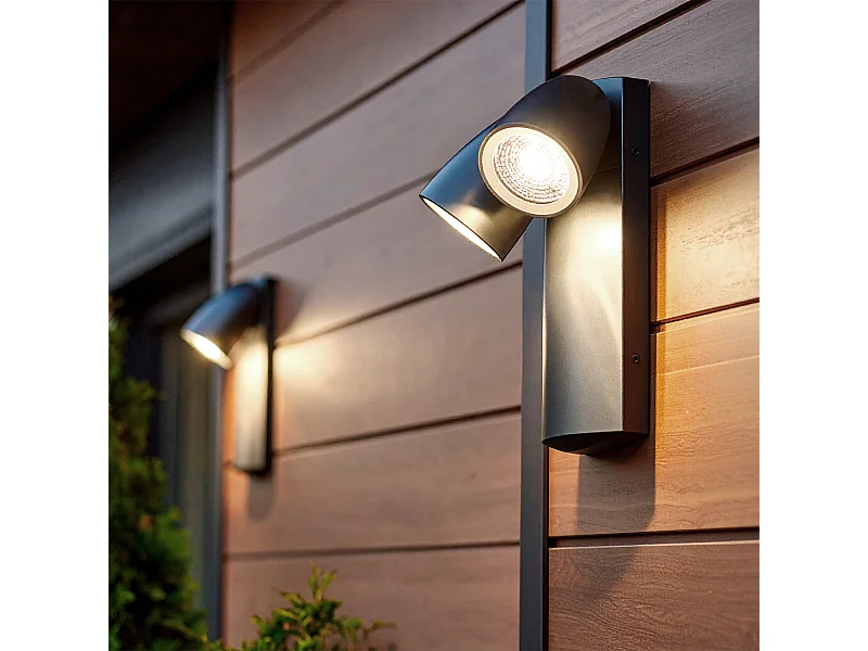 Applique da Parete per Esterni Alluminio Abel Due Faretti Grigio Scuro