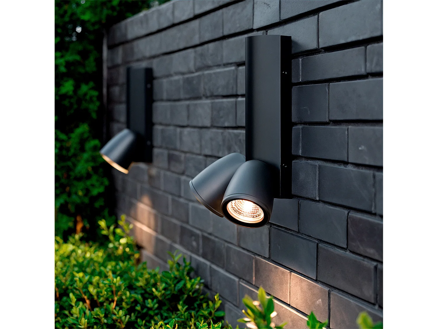 Applique Murale Extérieure Aluminium Abel Deux Spots Gris foncé