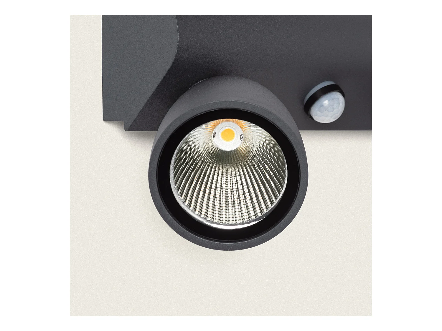 Aplique de Pared Exterior LED 12W Aluminio Con Detector de Movimiento PIR Abel Large Dos Focos Gris Oscuro