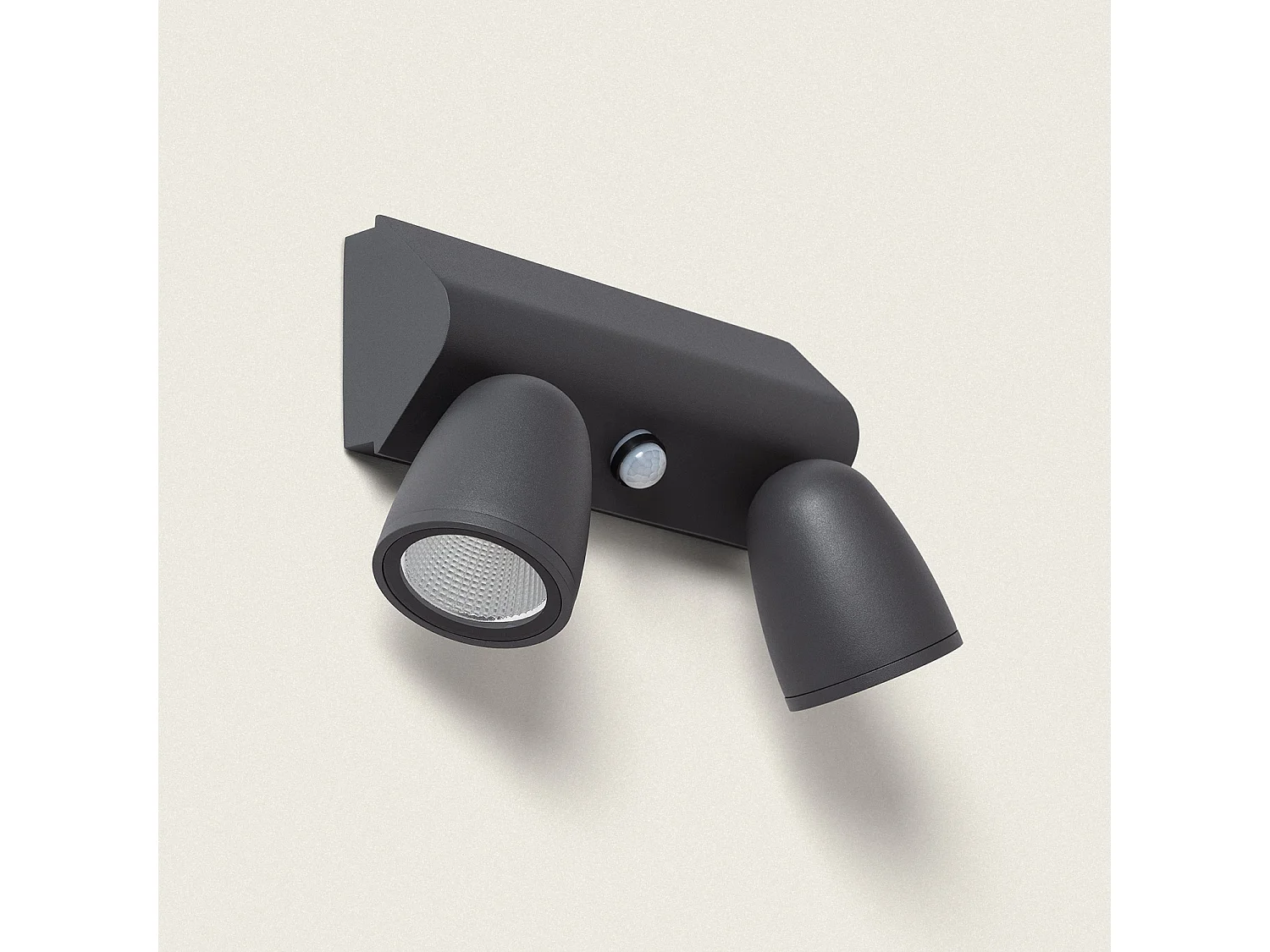 Applique Murale Extérieure LED 12W Aluminium avec Détecteur de Mouvement PIR Abel Large Deux Spots Gris foncé