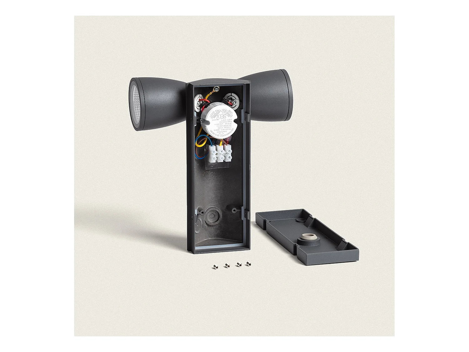 Applique Murale Extérieure LED 12W Aluminium Abel 2 Spots Gris foncé