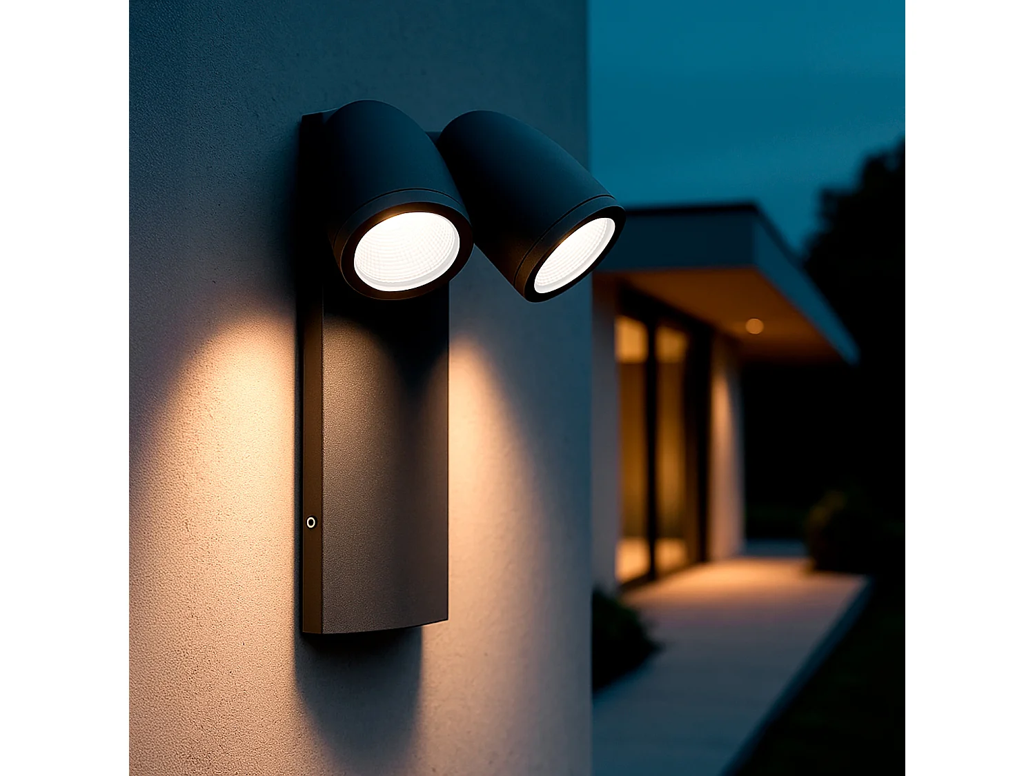 Applique Murale Extérieure LED 12W Aluminium Abel 2 Spots Gris foncé