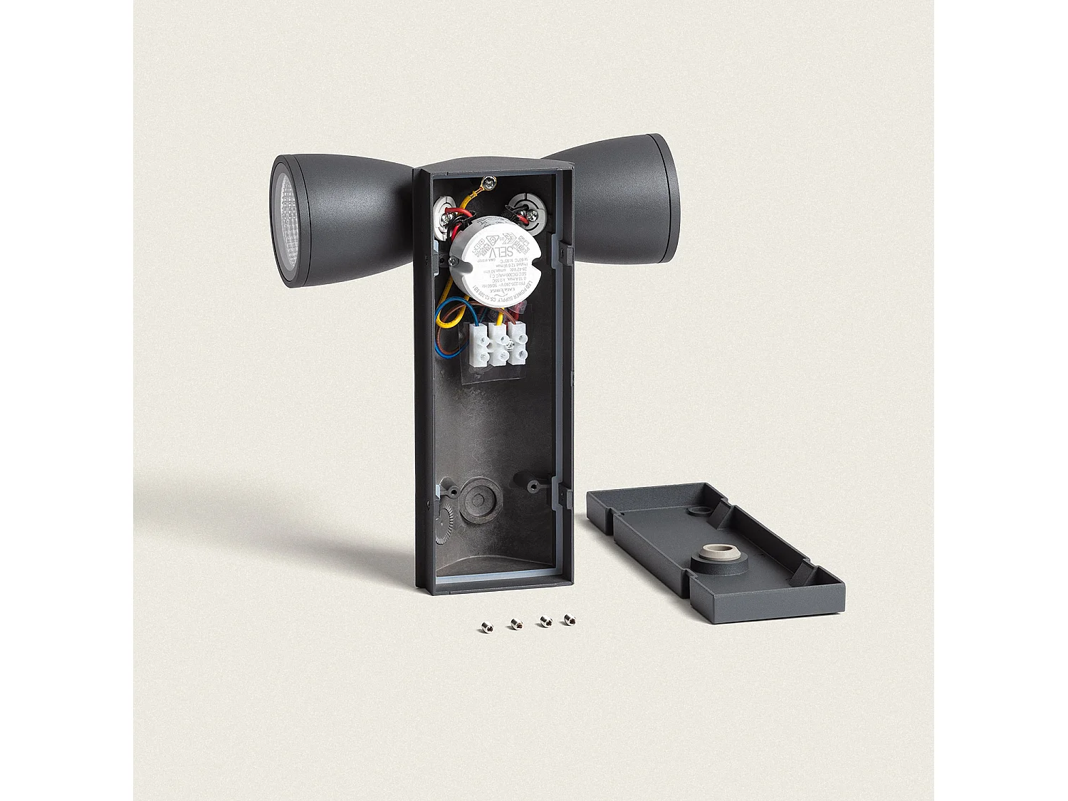 Applique Murale Extérieure LED 12W Aluminium Abel 2 Spots Gris foncé