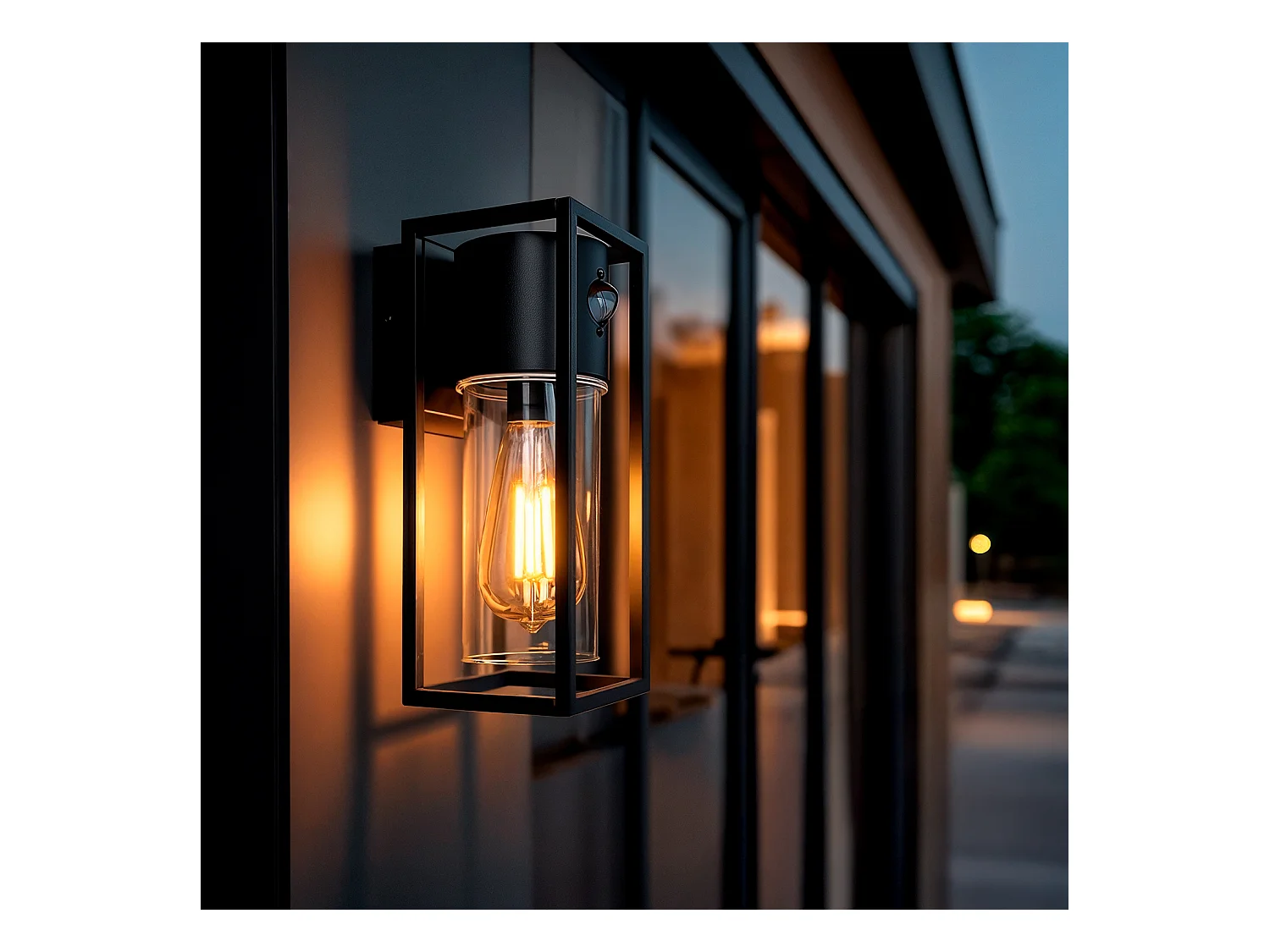 Aplique de Pared Exterior Aluminio con Detector de Movimiento Siawja Negro