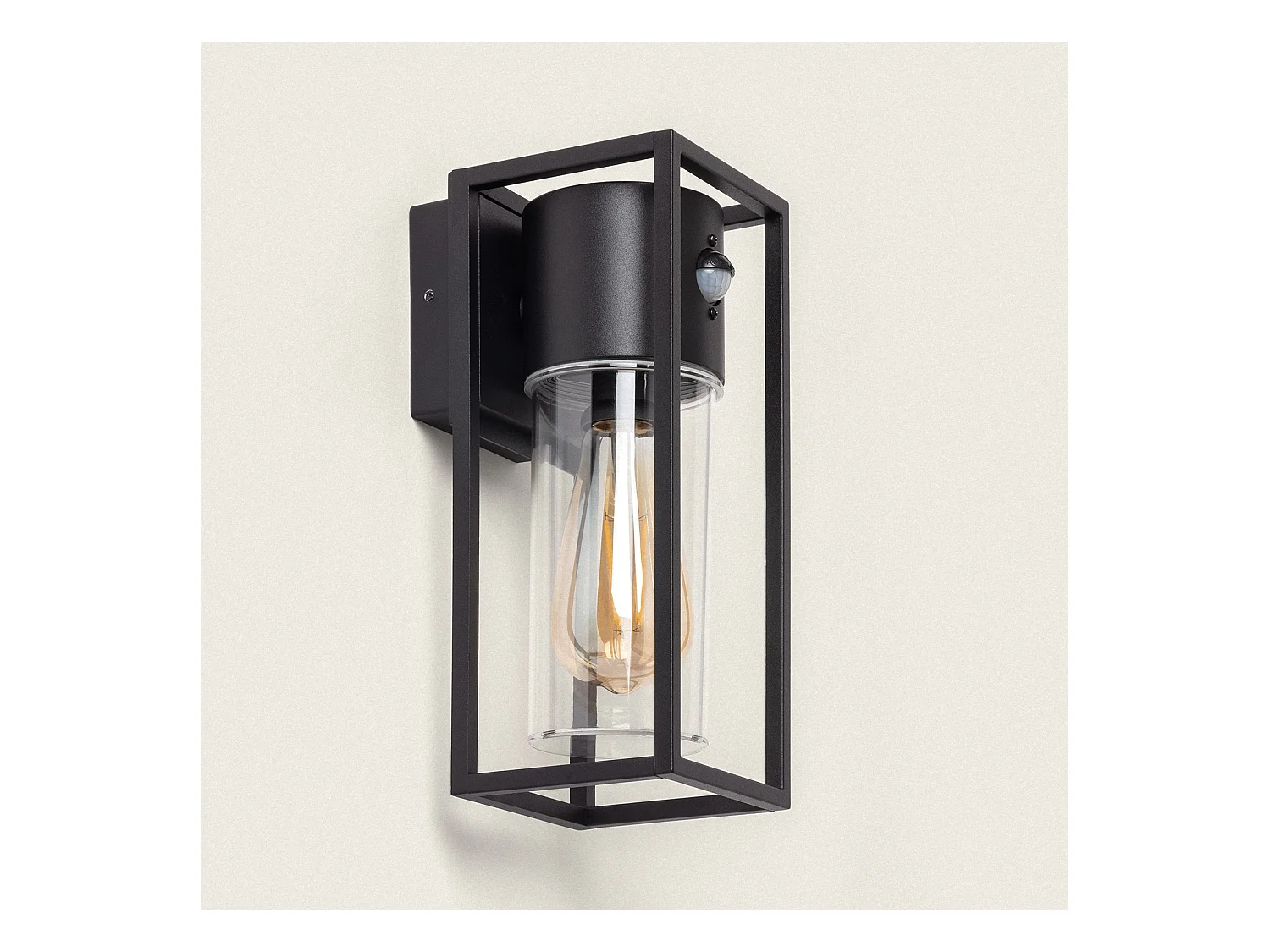 Aplique de Pared Exterior Aluminio con Detector de Movimiento Siawja Negro