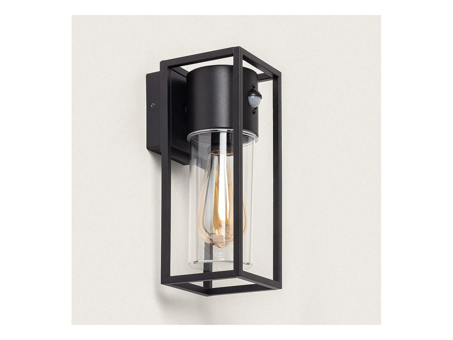 Aplique de Pared Exterior Aluminio con Detector de Movimiento Siawja Negro