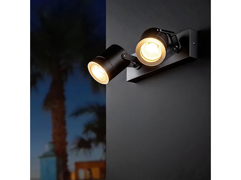 Aplique Exterior Orientable Aluminio 2 Focos Midway Negro