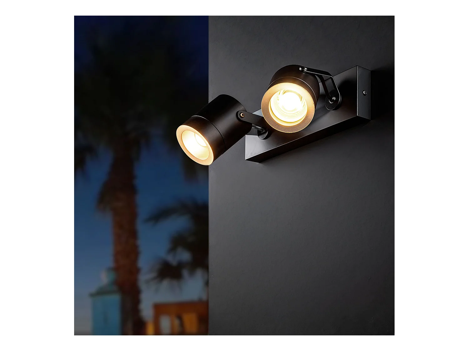 Applique Murale Extérieure Orientable Aluminium 2 Spots Midway Noir