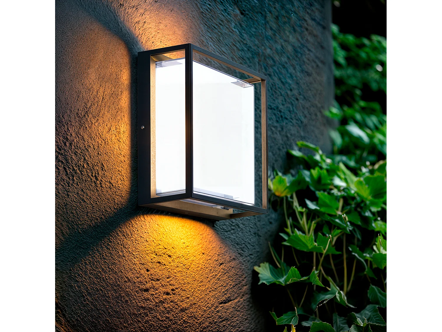 Aplique de Pared Exterior LED 20W Aluminio CCT Seleccionable Doble Difusor Arelien Large Antracita