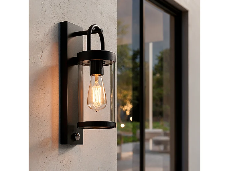 Aplique de Pared Exterior Benny con Sensor Movimiento PIR Negro