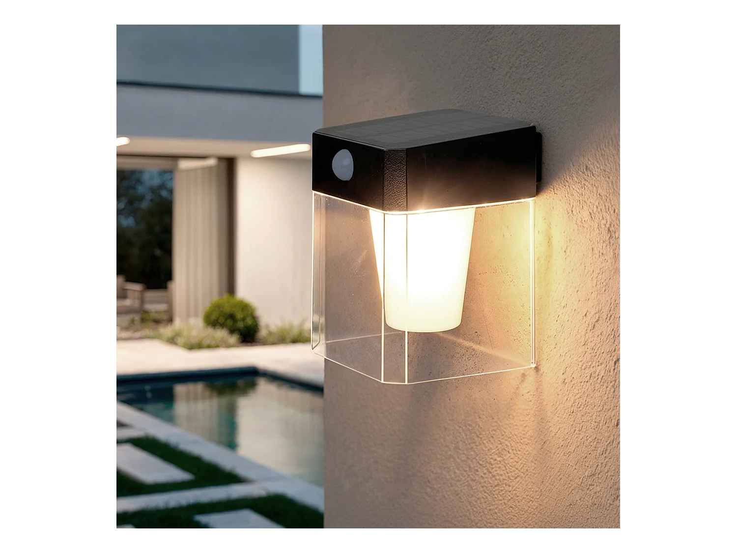 Applique Murale Extérieure Solaire LED 1,5W Aluminium avec Détecteur de Mouvement Efren Square Noir