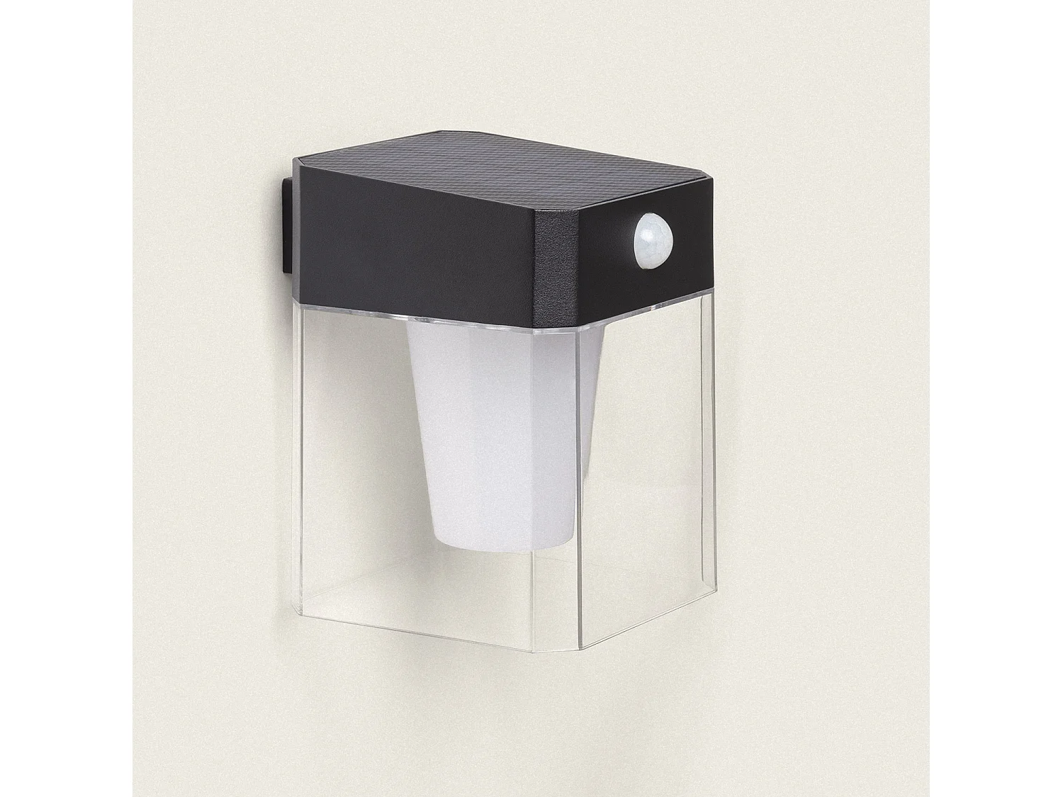 Applique da Parete per Esterni Solare LED 1,5W Alluminio con Sensore di Movimento Efren Square Nero