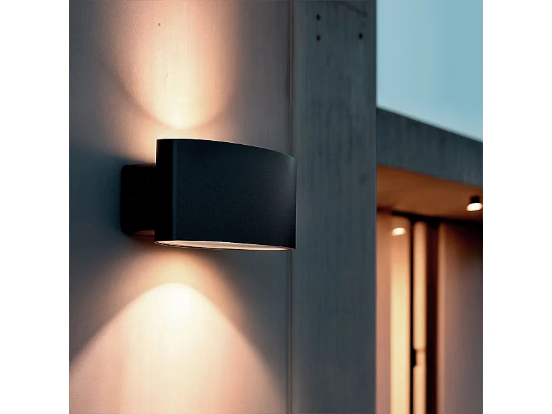 Applique Murale Extérieure LED 12W Éclairage Rectangulaire Noire Masha Noir