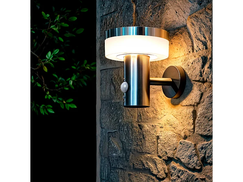 Applique da Parete per Esterni Solare LED 1,5W Alluminio con Sensore di Movimento Ashier Argento
