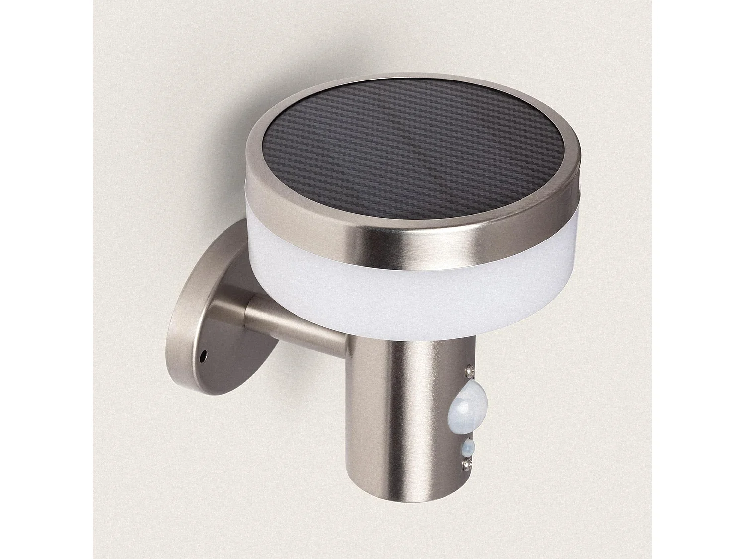Aplique de Pared Exterior Solar LED 1,5W Acero Inoxidable con Sensor de Movimiento Ashier Plateado