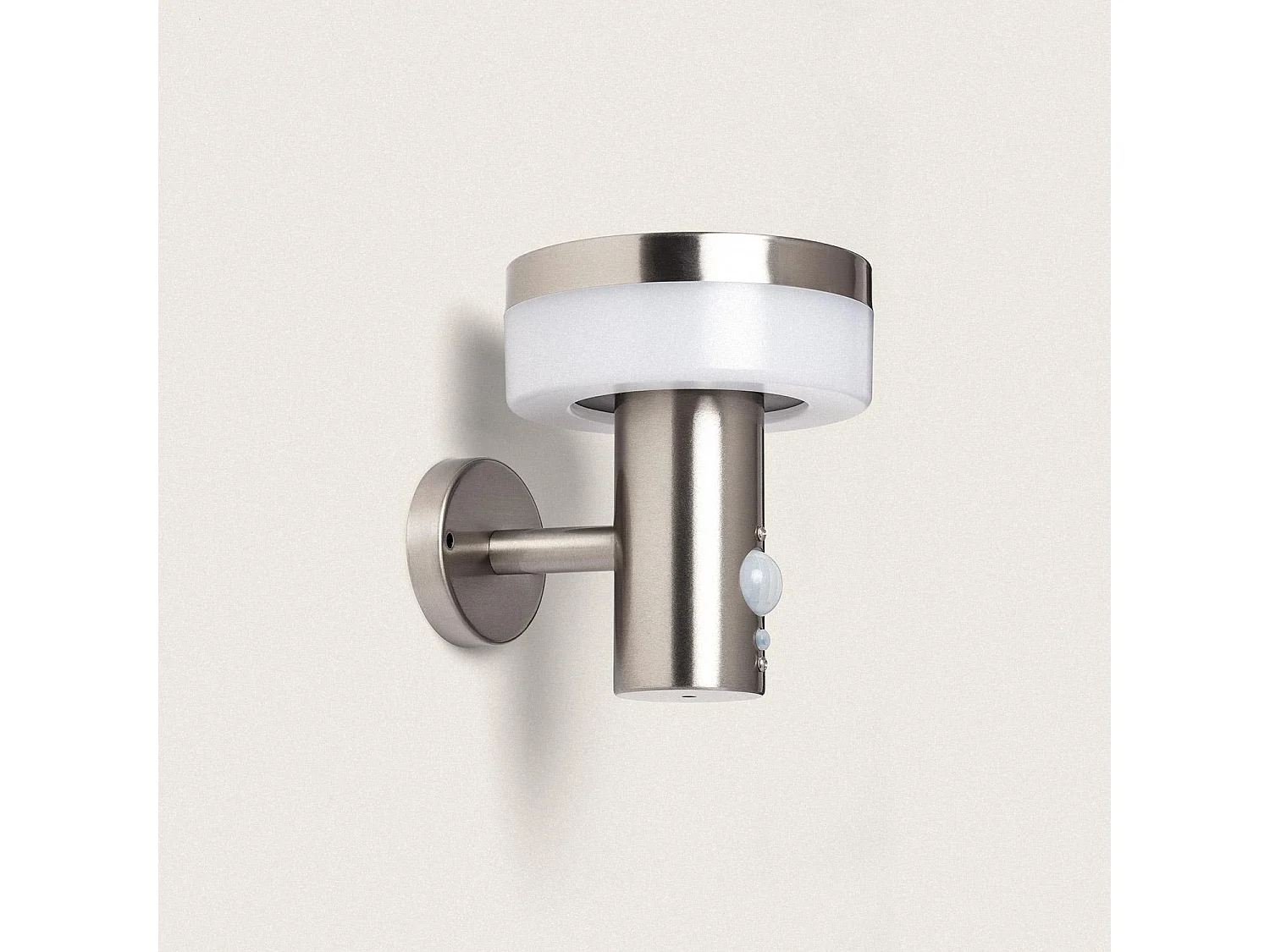 Aplique de Pared Exterior Solar LED 1,5W Acero Inoxidable con Sensor de Movimiento Ashier Plateado